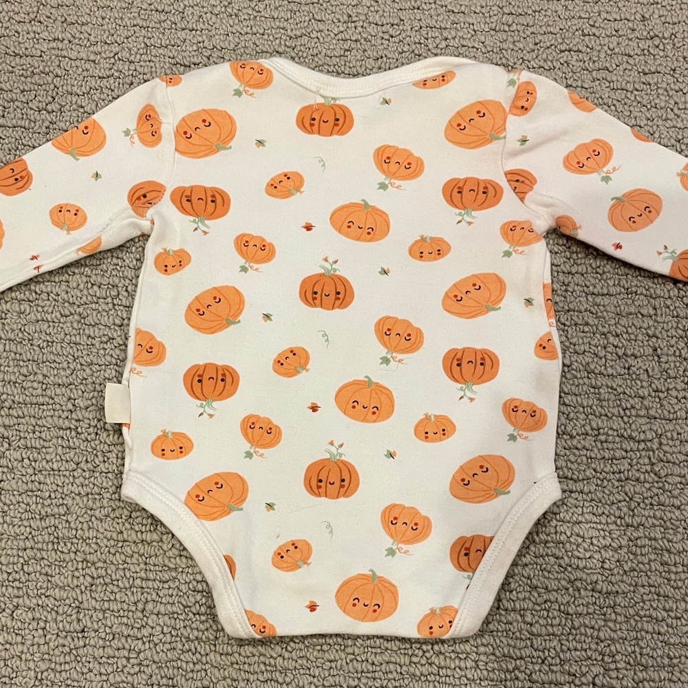 Pumpkin Patch Patterned Kids Bodysuit - White & Orange colored - Picture 3 of 4